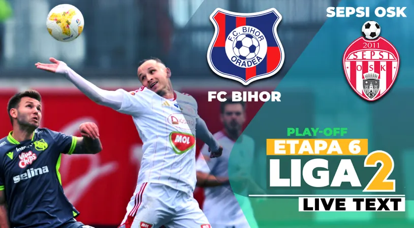 FC Bihor câștigă la ultima fază contra Sepsi OSK, după ce covăsnenii egalaseră în repriza secundă din două faze controversate judecate de arbitrul Feșnic. Erik Lincar, eliminat din nou împotriva covăsnenilor