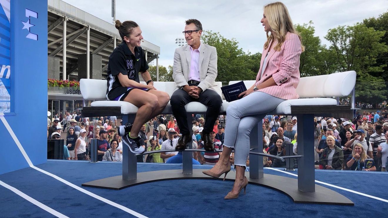 Simona Halep, încercuită de Mats Wilander și Barbara Schett în studioul Eurosport. Cum a scăpat din "ambuscadă"
