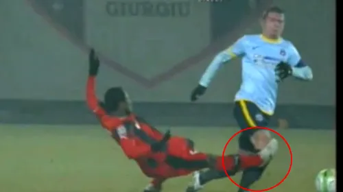 Tot stadionul a înghețat la faza asta! Tibia lui Bourceanu a „trosnit”, steliștii s-au gândit la ce era mai rău! VIDEO