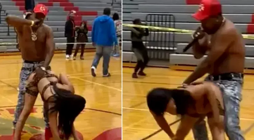 Momente ireale în sala de sport a unui liceu! Un fost jucător din NFL a adus o stripteuză la un eveniment caritabil | VIDEO