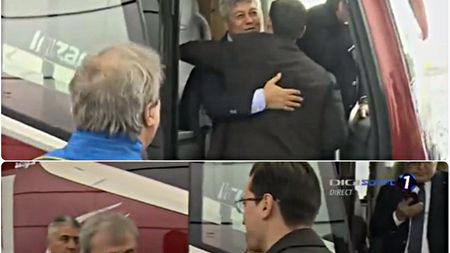 VIDEO | Cele 25 de secunde de la întâlnirea Lucescu - Burleanu - Stoichiță de care vorbește tot fotbalul românesc. "Il Luce" s-a ferit de pupătura lui Burleanu și l-a lăsat pe Stoichiță cu mâna întinsă. La final, i-a împins pe cei doi de la spate, să plece