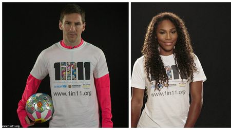 Messi și Serena Williams au început anul în aceeași echipă. Cei doi sportivi susțin campania UNICEF "1 din 11"
