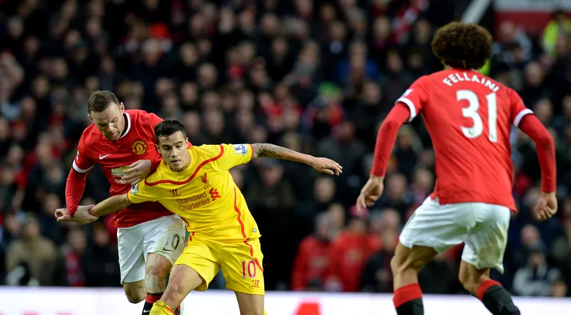 Derby pentru Champions League în Anglia: Liverpool - Manchester United 1-2. Mata a marcat de două ori, Sturridge a redus diferența, Rooney a ratat un penalty. Gerrard, eliminat după 42 de secunde.