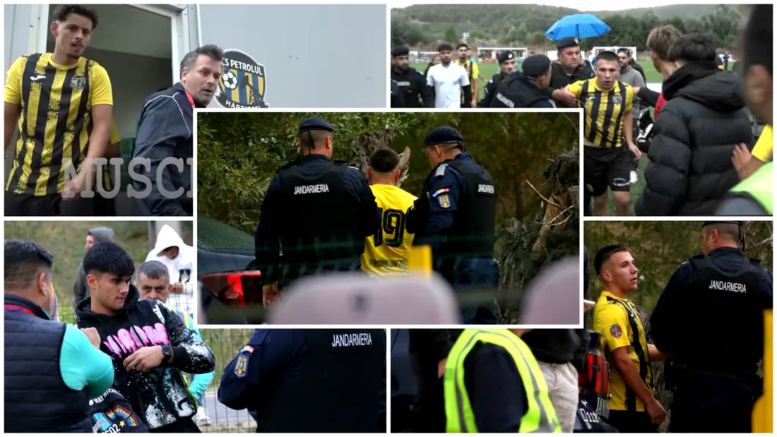 VIDEO | Bătaie între doi coechipieri la derby-ul Argeșului din Liga 3! Jandarmii au intervenit și au fost aproape să-i aplice o corecție unuia dintre ”cocoși”