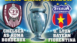 Steaua în grupă cu Lyon, Bayern și Fiorentina. CFR cu Chelsea, AS Roma și Bordeaux