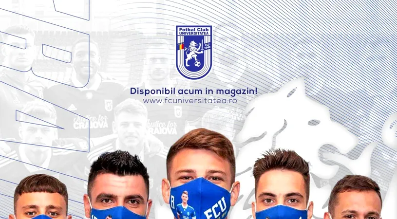 Premieră în România. FC Universitatea Craiova a lansat măști de protecție personalizate pentru suporterii alb-albaștrilor, cu chipul jucătorilor!
