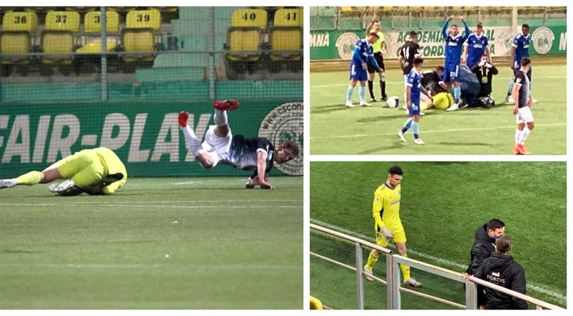 Cum arată accidentarea lui Robert Popa, lovit în cap cu piciorul în meciul Concordia Chiajna - ”FC” U Craiova. Ce a simțit portarul și care este starea sa actuală: ”Sunt convins că fanii s-au gândit la Cristi Neamțu”