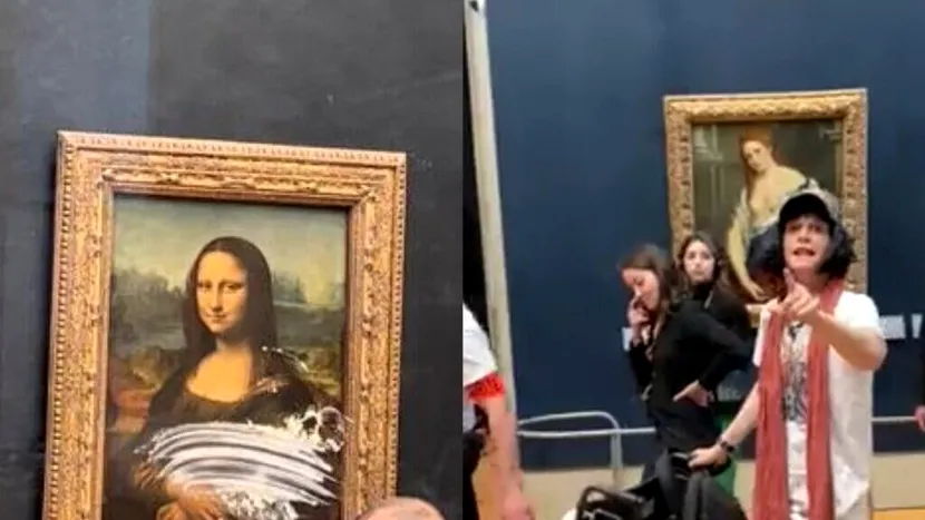 „Mona Lisa” a fost implicată într-o tentativă de vandalism. Capodopera lui Leonardo da Vinci, mânjită de tort