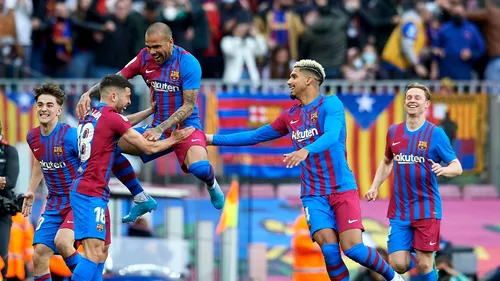 Barcelona - Atletico Madrid 4-2. Show total pe Camp Nou! Dani Alves, gol, assist și cartonaș roșu. Starurile Aubameyang și Traore, la debut