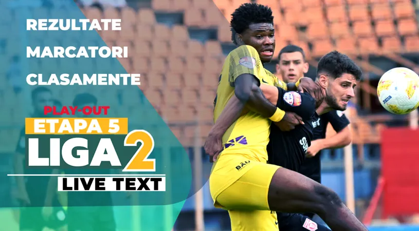 Liga 2, etapa 5 din play-out | CS Dinamo câștigă la Piatra Neamț și trimite Ceahlăul pe loc retrogradabil. Șelimbărul pierde acasă și ajunge pe loc care duce în Liga 3, CSM Olimpia revine spectaculos la Afumați și urcă pe loc de baraj