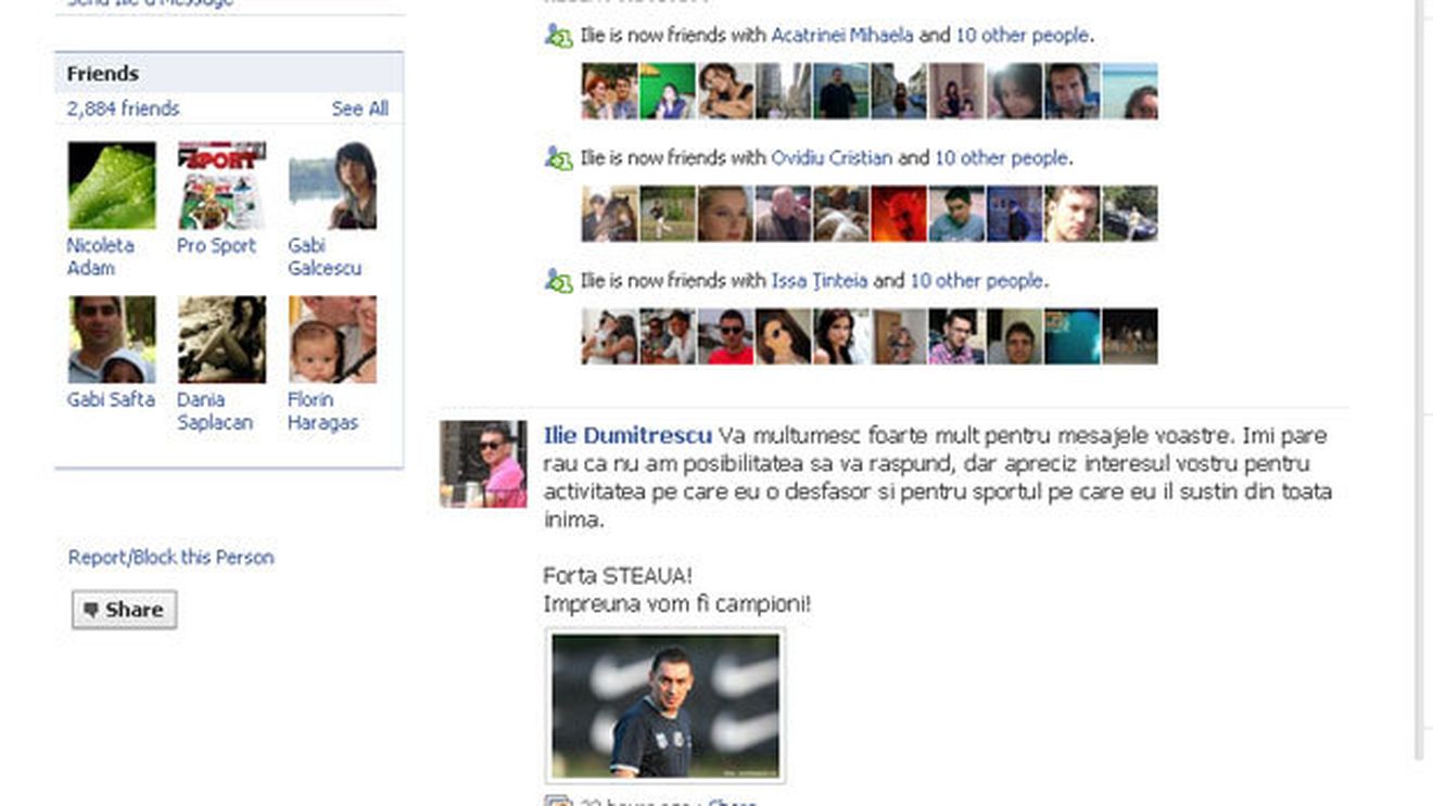 Ilie are mai mulți fani pe Facebook decât Dinamo la ultimul meci acasă! :)** "Forța Steaua! Împreună vom fi campioni!"