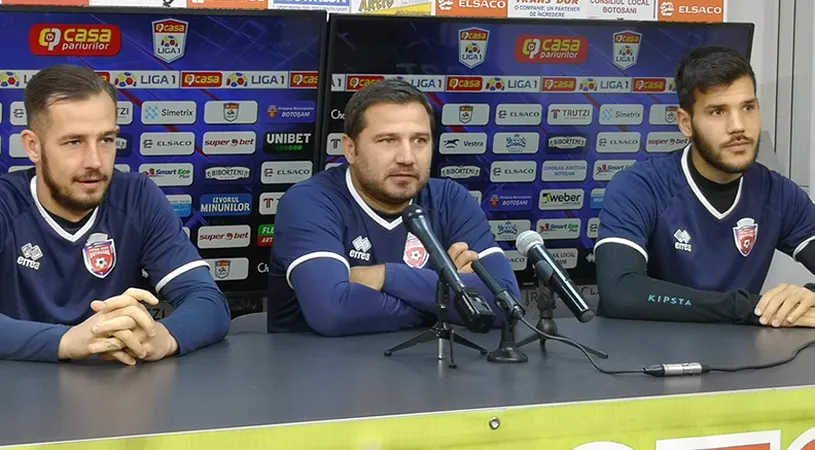 Absențe importante pentru FC Botoșani la meciul cu Chindia. Marius Croitoru nu e îngrijorat: 