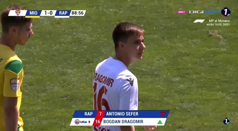 Nepotul lui Dumitru Dragomir a primit botezul Ligii 2. A debutat la Rapid în ultima etapă a play-off-ului