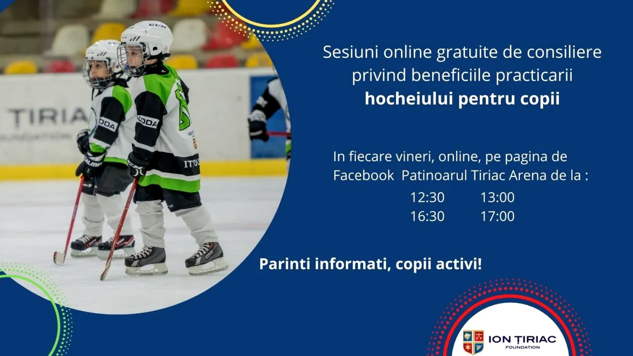 Fundația Țiriac demarează un proiect de consiliere online pentru părinții care vor să se informeze referitor la beneficiile practicării hocheiului în rândul copiilor