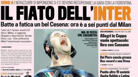 Chivu, pe prima pagină a Gazzettei dello sport!** "Primul gol cu capul după accidentare"