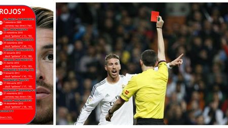 Sergio "Rojas". Fundașul lui Real Madrid a ajuns la 19 eliminări în carieră, trei dintre ele fiind în meciurile cu Barcelona