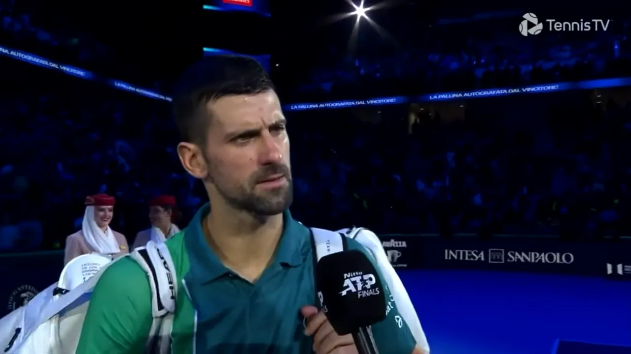 Novak Djokovic, momente tensionate după ce s-a încurcat cu rezerva Hubert Hurkacz la Turneul Campionilor! Replici ironice la interviul acordat pe teren | VIDEO
