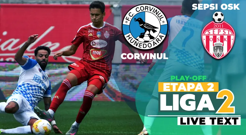 Sepsi OSK îi produce liderului Corvinul primul eșec în acest sezon de Liga 2, chiar la Hunedoara. Covăsnenii continuă să spere la locul 1