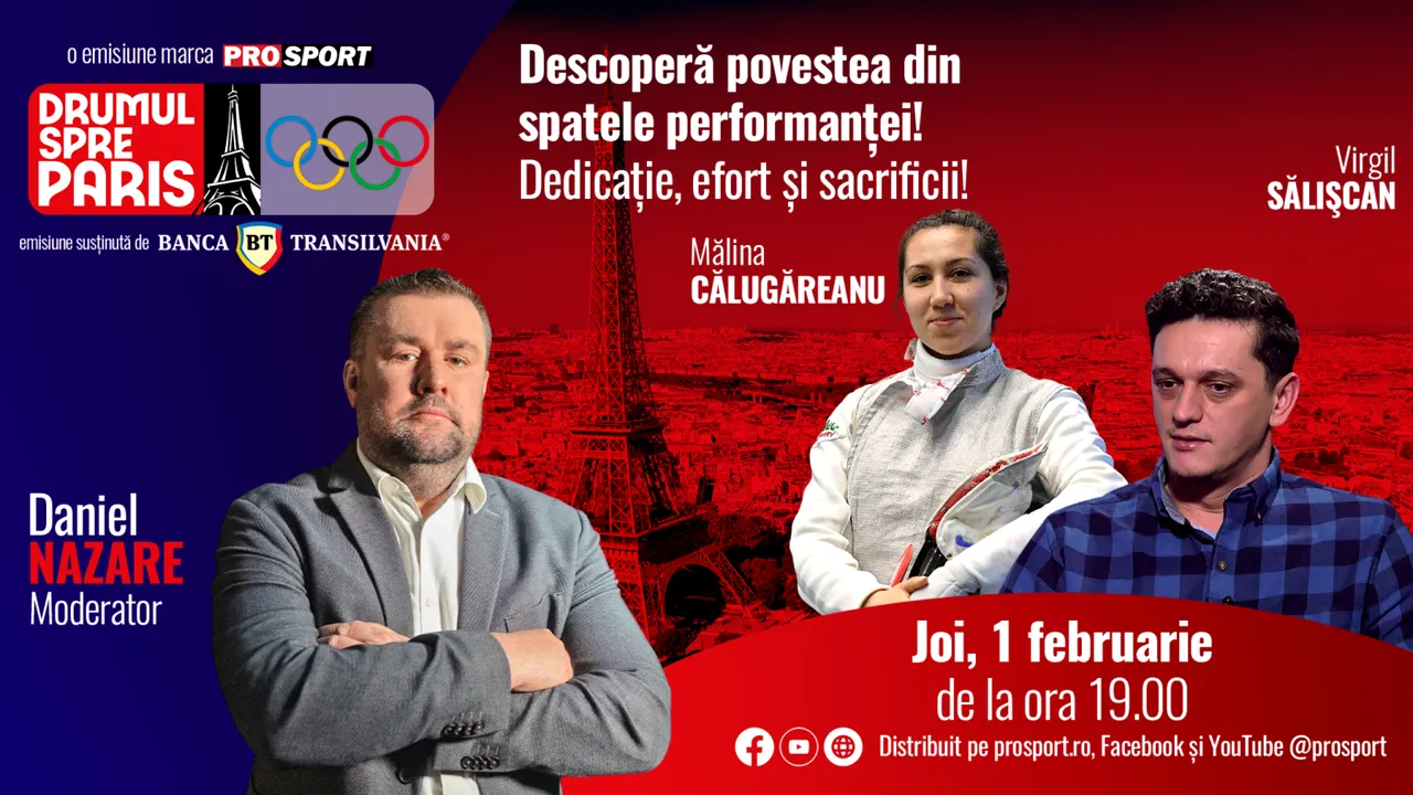 Scrimera Mălina Călugăreanu și antrenorul Virgil Sălișcan sunt invitații emisiunii „Drumul spre Paris” de joi, 1 februarie, de la ora 19:00