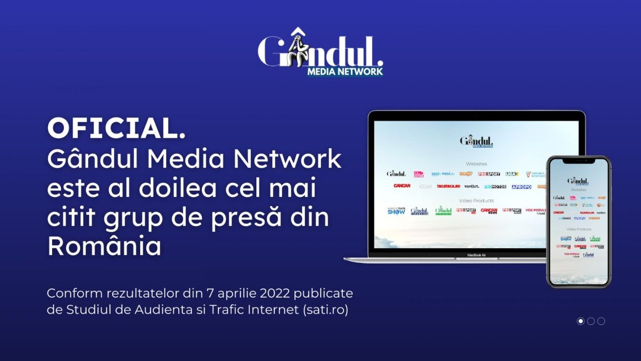 OFICIAL. Grupul Gândul este al doilea cel mai citit grup de presă din România