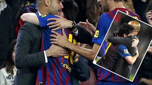 EMOȚIONANT! Faza zilei: FOTO Messi l-a îmbrățișat, Pep a „îngenuncheat” în fața lui.** Ce i-a spus Guardiola la ureche