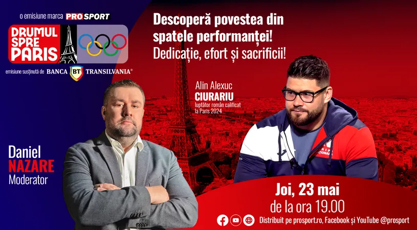 Luptătorul Alin Alexuc-Ciurariu, invitatul emisiunii ,,Drumul spre Paris’’ de joi, 23 mai, de la ora 19:00