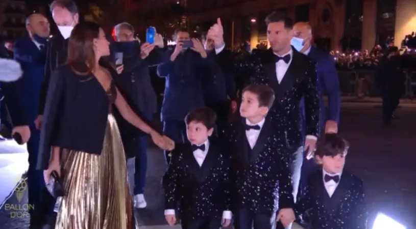 Leo Messi și Antonela Roccuzzo au atras toate privirile la gala „Balonului de Aur”! Cum s-au îmbrăcat cei trei băieți ai starului de la PSG | VIDEO