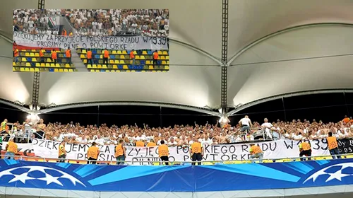 Banner-ul afișat de Fanii Legiei la meciul cu Steaua! Polonezii ne-au mulțumit pentru un moment petrecut acum 74 de ani: „Vă rugăm, repetați gestul!”