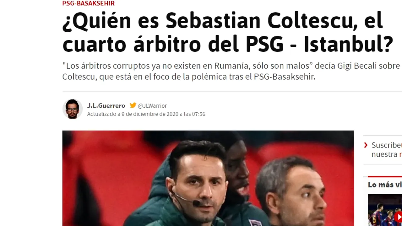 Declarația lui Gigi Becali despre Sebastian Colțescu a ajuns în presa din Spania și face ravagii după scandalul de rasism! Ce a zis patronul FCSB despre arbitru