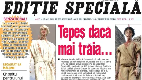 FOTO** Imagine șocantă în ziarul lui Mititelu: Mircea Sandu și Mitică, trași în țeapă după excluderea Craiovei