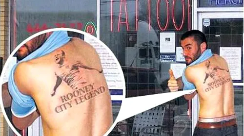 Fanii lui City, buni de bancuri! FOTO** Și-a tatuat chipul lui Rooney, crezând că va semna cu „cetățenii”