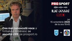 Ilie Dobre comentează LIVE pentru ProSport.ro meciul Universitatea Craiova – Getafe, joi, 15 octombrie 2026, de la ora 19:45