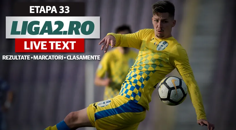 Brăila e prima retrogradată matematic din Liga 2.** Clinceniul câștigă și face încă un pas spre Liga 1. Victorie mare și pentru Daco-Getica. Rezultatele etapei 33