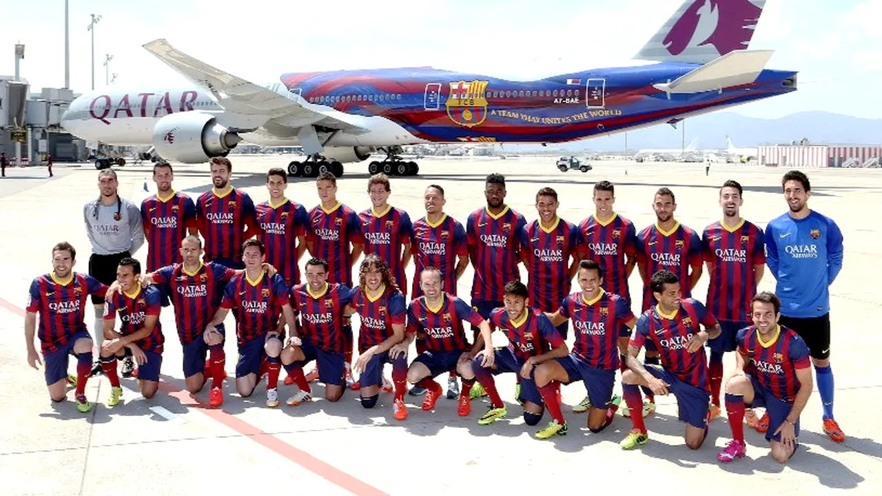 FOTO Qatar Airways a trimis un Boeing 777 pictat în culorile Barcelonei la întâlnirea cu Messi și Neymar. Totul pentru 96 milioane de euro