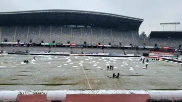 Se mai joacă diseară U Cluj cu Rapid București? Cum arată gazonul stadionului din Ardeal, după ce a nins în abundență! FOTO PROSPORT