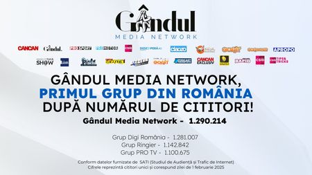 Gândul Media Network este, din nou, grupul nr. 1 din România!