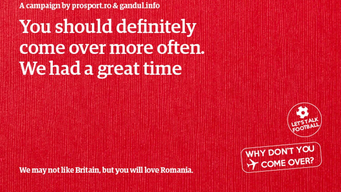 ÎnScriem pentru România!** Let's Talk Football! Noi ne-am simțit bine la meci, englezii la terasă! Scrie și tu mesajul tău: