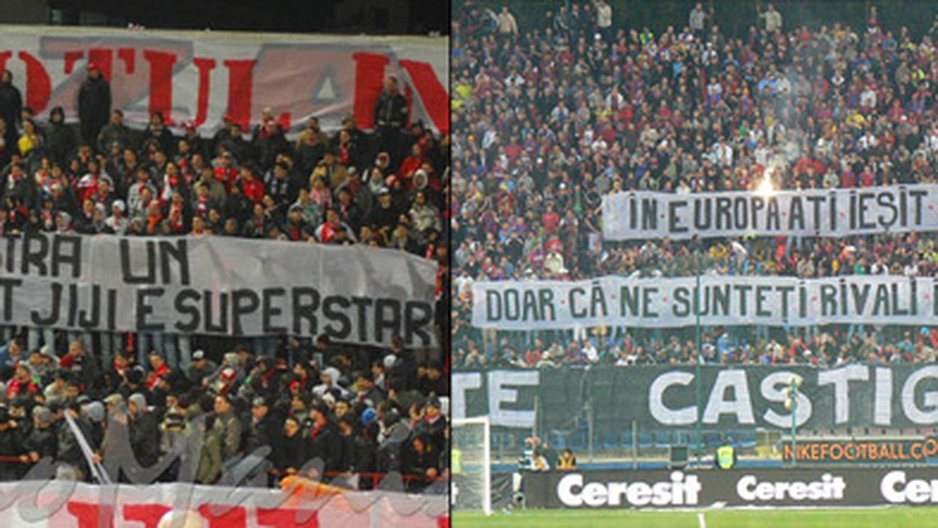 "La Metrou luptători de soi, pe străzi Usain Bolt e invidios pe voi" VS "10 mai sărbătoriți, că doar 10 mai veniți"!** FOTO 'RĂ‚ZBOIUL' fanilor la Dinamo - Steaua!