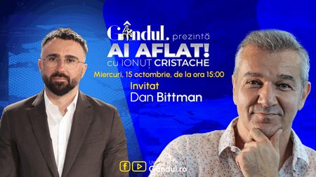 „Ai Aflat! cu Ionuț Cristache” începe miercuri, 15 octombrie, de la ora 15.00, live pe Gândul. Invitat: Dan Bittman