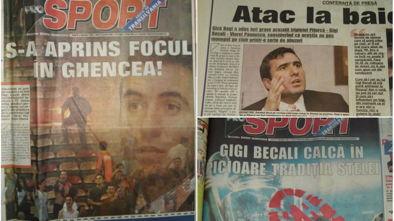 FOTO | Războiul uitat. În urmă cu 14 ani, Hagi îi acuza pe Gigi Becali și Viorel Păunescu că preluaseră ilegal Steaua: "Vor să facă afacerea vieții lor!". Acum, echipele celor doi trăiesc într-o simbioză bizară. Istoria ilustrată a unui război îngropat
