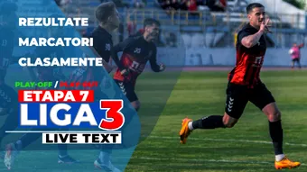 Liga 3, etapa 7, play-off și play-out | 22 de meciuri se dispută astăzi. 11 din 20 de locuri pentru barajele de promovare în Liga 2 sunt ocupate