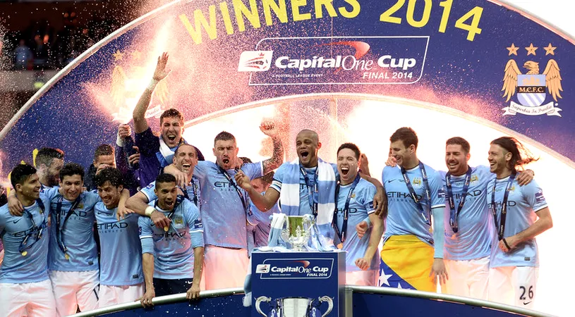 VIDEO - Jucătorii lui Manchester City au stricat trofeul Cupei Ligii Angliei