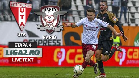 Rapid câștigă la Arad și UTA ratează șansa să sărbătorească promovarea matematică. Giuleștenii au întors scorul în repriza secundă și rămân în cursa pentru Liga 1