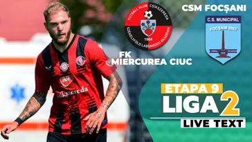 FK Miercurea Ciuc – CSM Focşani se joacă ACUM. Partea secundă începe cu un gol marcat rapid