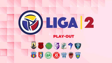 Componența celor două grupe de play-out din Liga 2. Ceahlăul este matematic salvată, iar Progresul Spartac este matematic retrogradată. Steaua are serie de foc