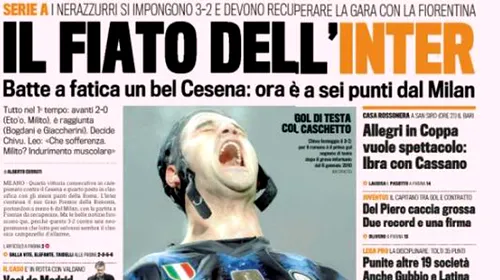 Chivu, pe prima pagină a Gazzettei dello sport!** „Primul gol cu capul după accidentare”