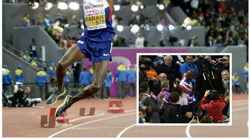 Mo Farah, al doilea showman al pistei de tartan după Bolt: titlu european la 10.000 de metri, la 40 de zile după ce a leșinat în baie, marcat cu un dans „Ã  la Charlie Chaplin” și o îmbrățișare cu „Fulgerul” jamaican