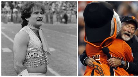 Sportul, marea pasiune a lui Robin Williams. Actorul, mare fan al lui San Francisco Giants, a apărut ca majoretă la un meci de fotbal american