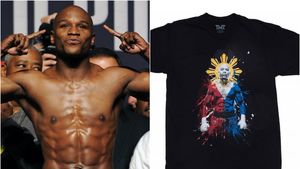 Aroganță marca Mayweather. Tricou "King of the Ring", cu un simbol al lui Pacquiao