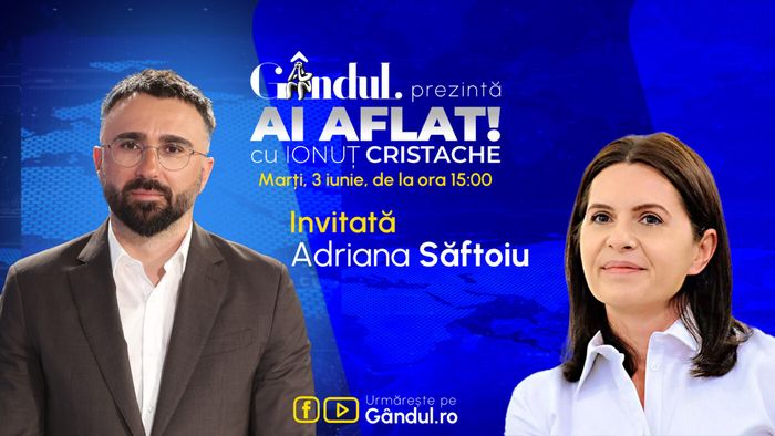 „Ai Aflat! cu Ionuț Cristache” începe marți, 3 iunie, de la ora 15.00, live pe Gândul. Invitată: Adriana Săftoiu